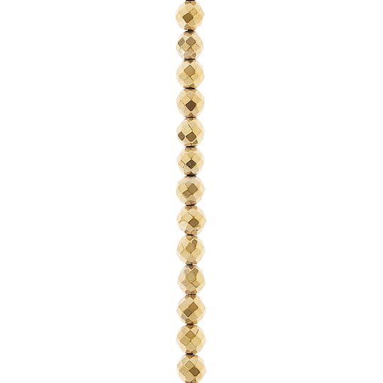 Gold Faceted Luster Hematite Round Beads, 6mm by Bead Landing™